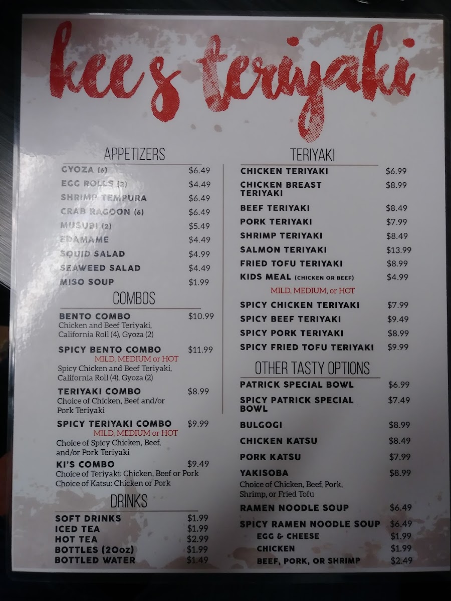 Menu Kee's Teriyaki & Sushi-8